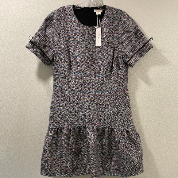 SHOSHANNA "Ivey Jet" (NWT) Short Sleeve Tweed Mini Dress, Multi Hued - 12 - Picture 1 of 8